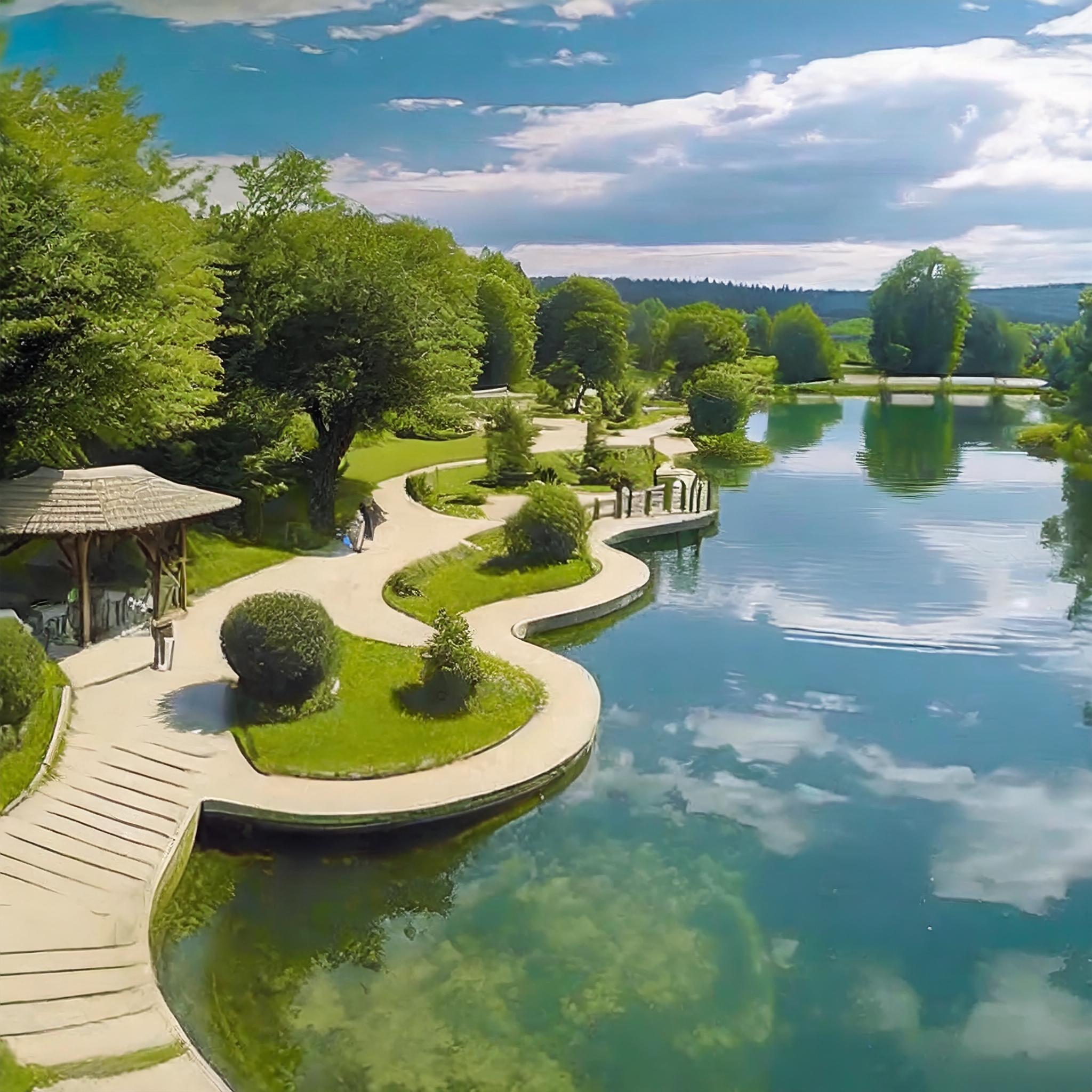 Firefly recreation areas near the lake, touristic facilities, architectural render 20955